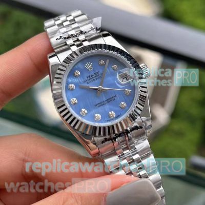 Replica Rolex Datejust 31mm Blue MOP Dial Stainless Steel Watches